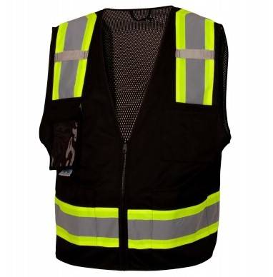 BLACK SURVEY VEST W/ CLEAR POCKET